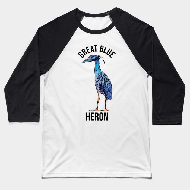 Great Blue Heron Abstract Cartoon Baseball T-Shirt by ardp13